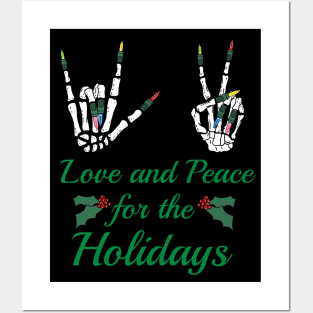 Love and Peace for the Holidays Skeleton Hands Posters and Art